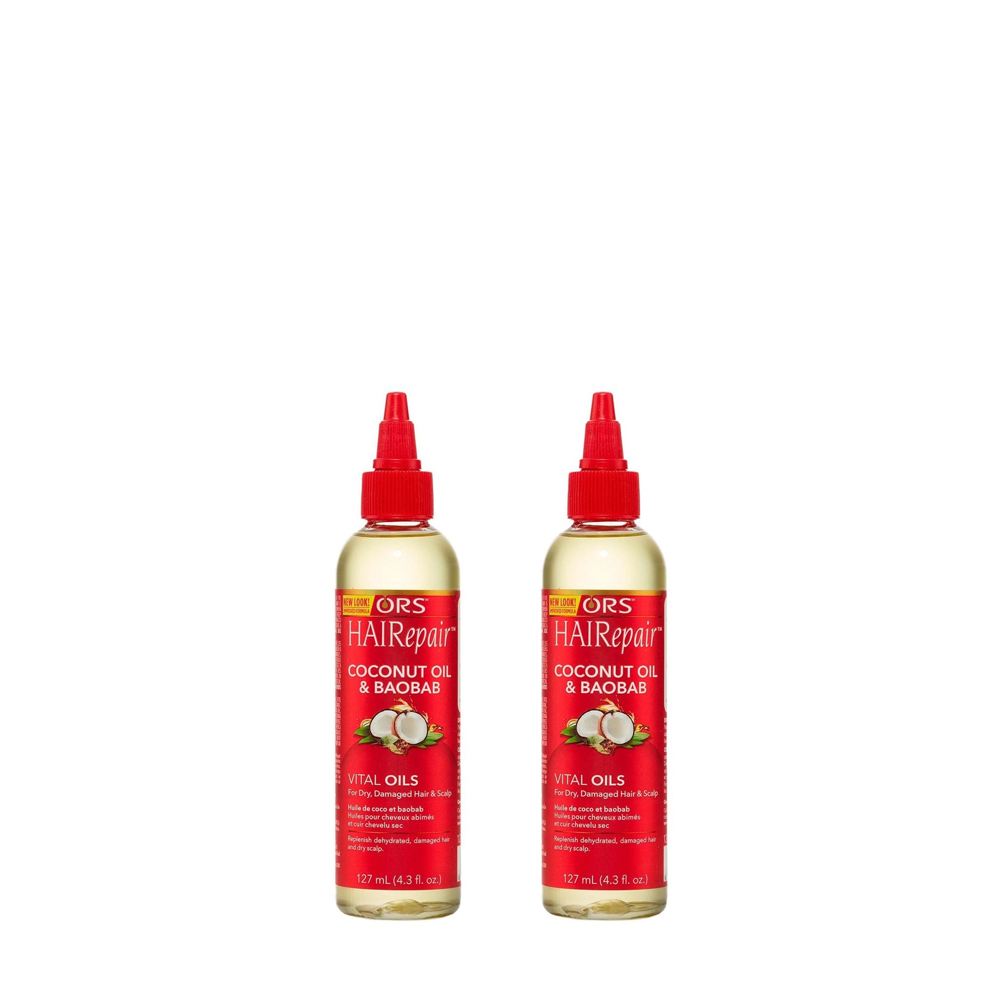 ORS HAIRepair Coconut Oil & Baobab Vital Oils for Dry, Damaged Hair and Scalp (4.3 oz) 2-Pack