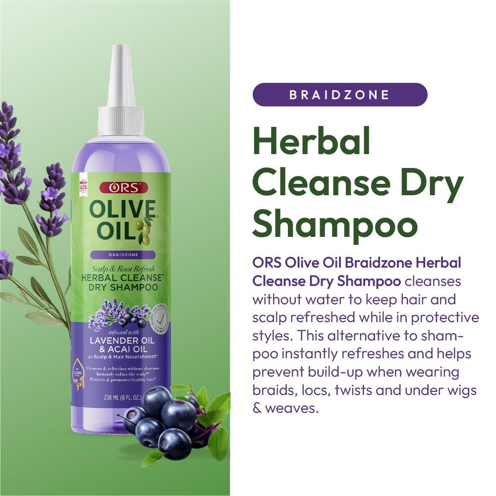 ORS Olive Oil Braidzone Herbal Cleanse Dry Shampoo for Scalp & Hair Nourishment (8.0 oz)