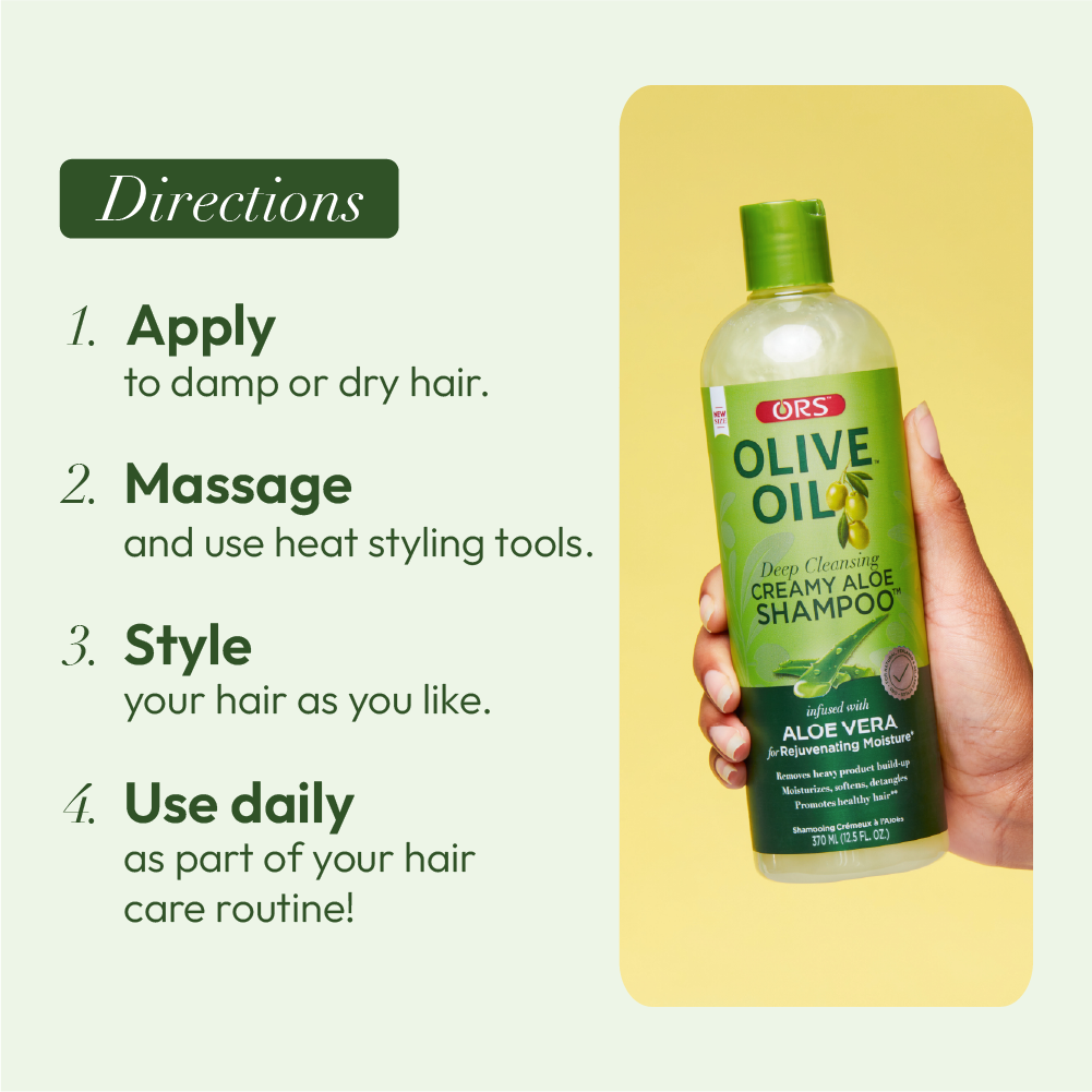 ORS Olive Oil Deep Cleansing Creamy Aloe Shampoo for Rejuvenating Moisture (12.5 oz)