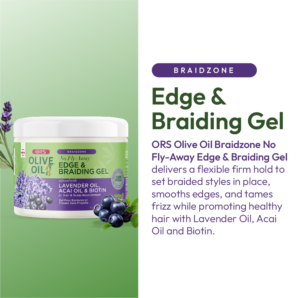 ORS Olive Oil Braidzone Edge & Braiding Gel for Hair & Scalp Nourishment (8.0 oz)