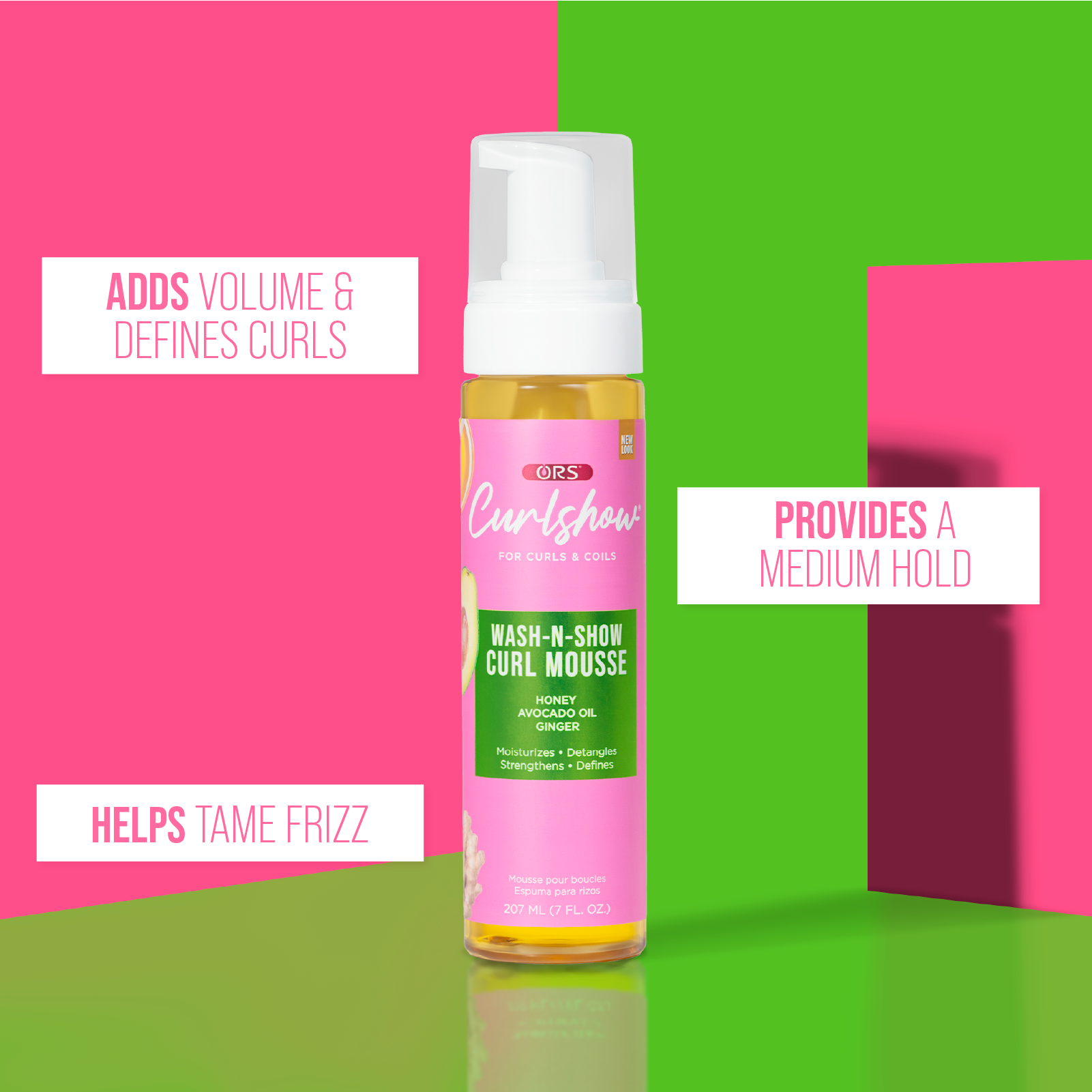 Curlshow Wash-n-Show Curl Mousse with Honey, Avocado Oil & Ginger (7.0 oz)