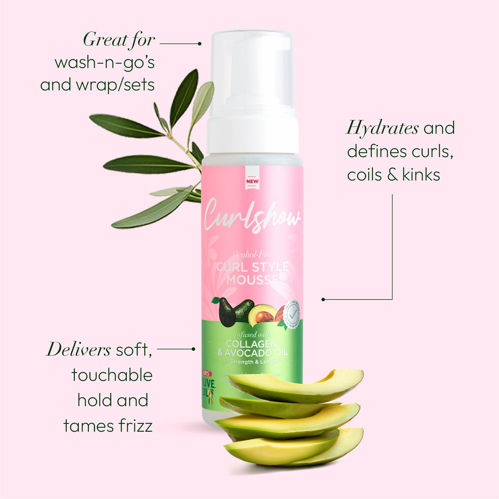 ORS Olive Oil Curlshow Curl Style Mousse for Strength & Length (7.0 oz)