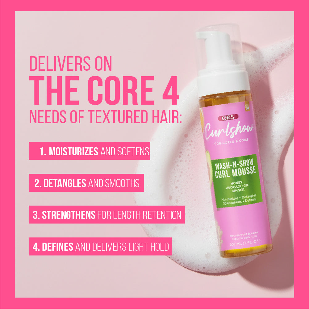Curlshow Wash-n-Show Curl Mousse with Honey, Avocado Oil & Ginger (7.0 oz)