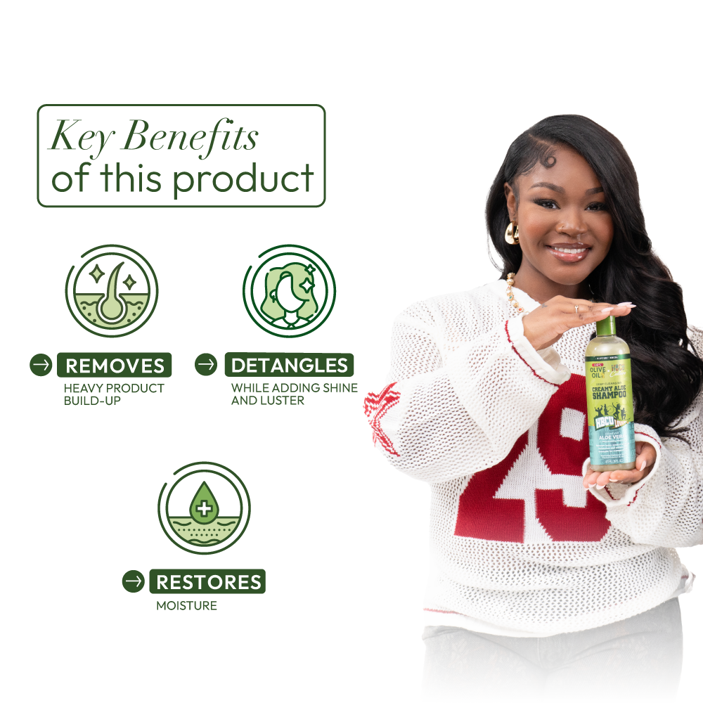 ORS Olive Oil HBCU Deep Cleansing Creamy Aloe Shampoo for Rejuvenating Moisture (16.0 oz)