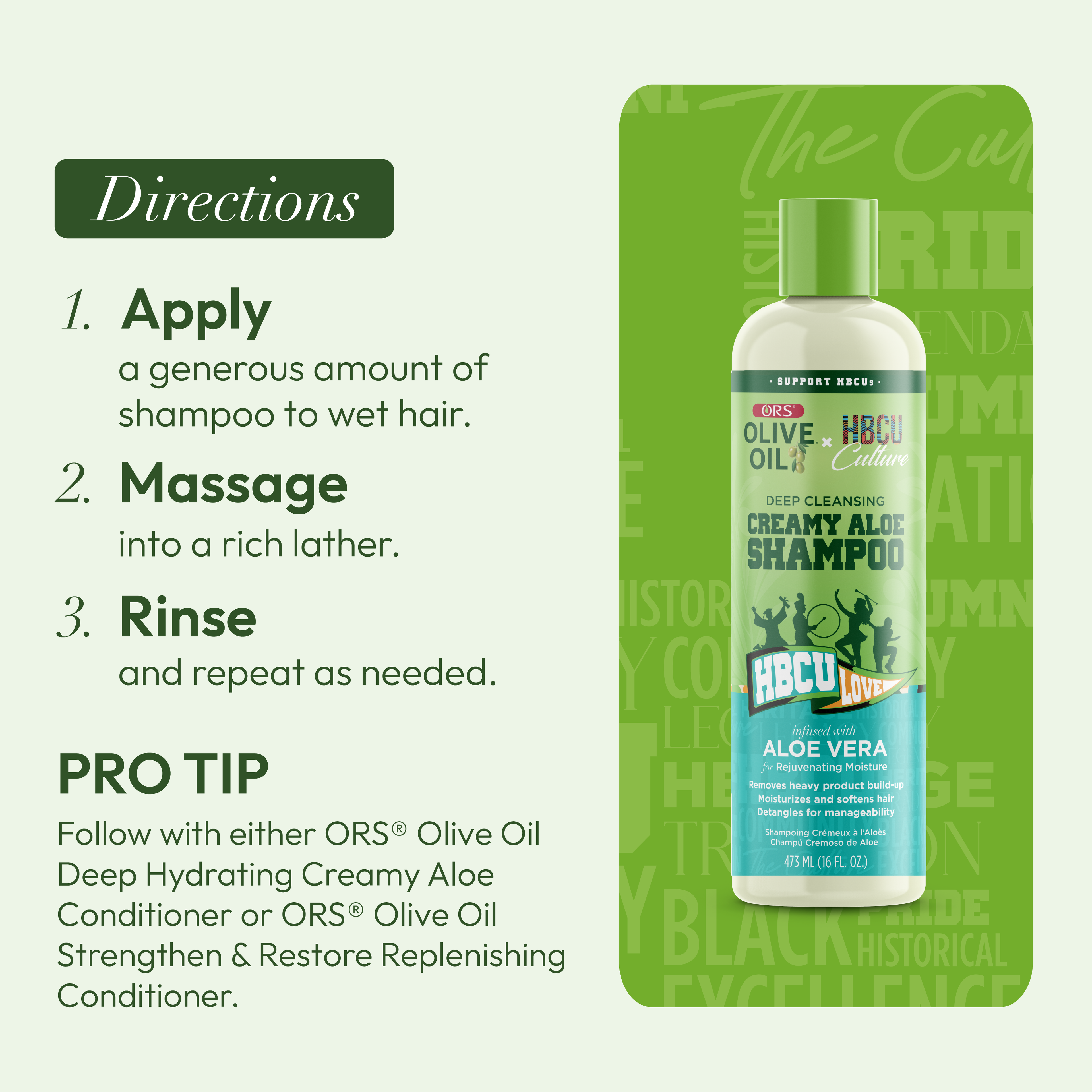 ORS Olive Oil HBCU Deep Cleansing Creamy Aloe Shampoo for Rejuvenating Moisture (16.0 oz)