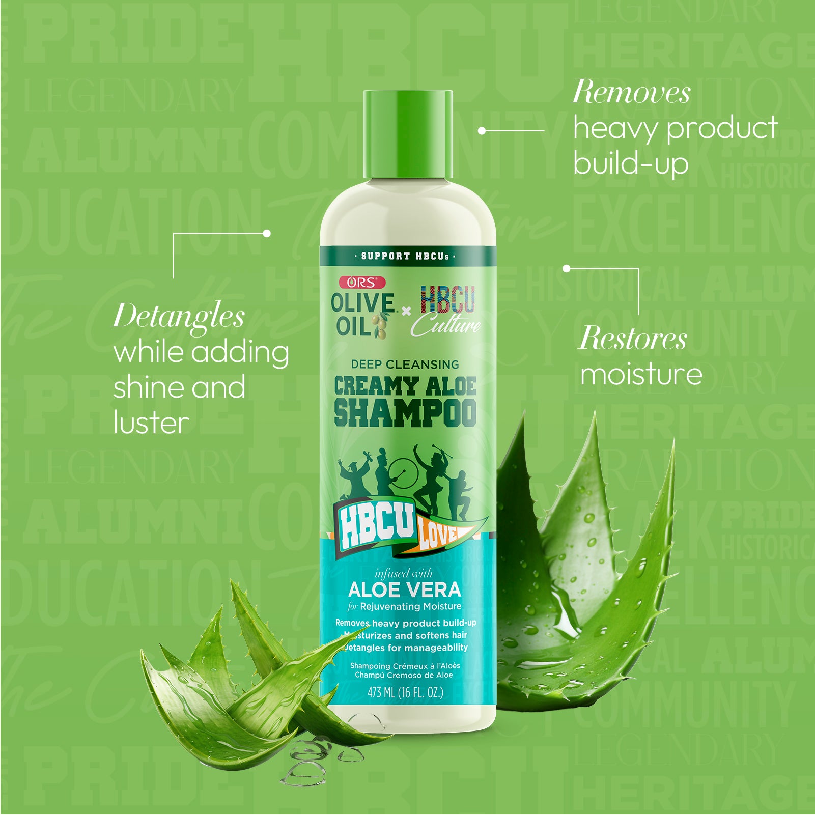 ORS Olive Oil HBCU Deep Cleansing Creamy Aloe Shampoo for Rejuvenating Moisture (16.0 oz)