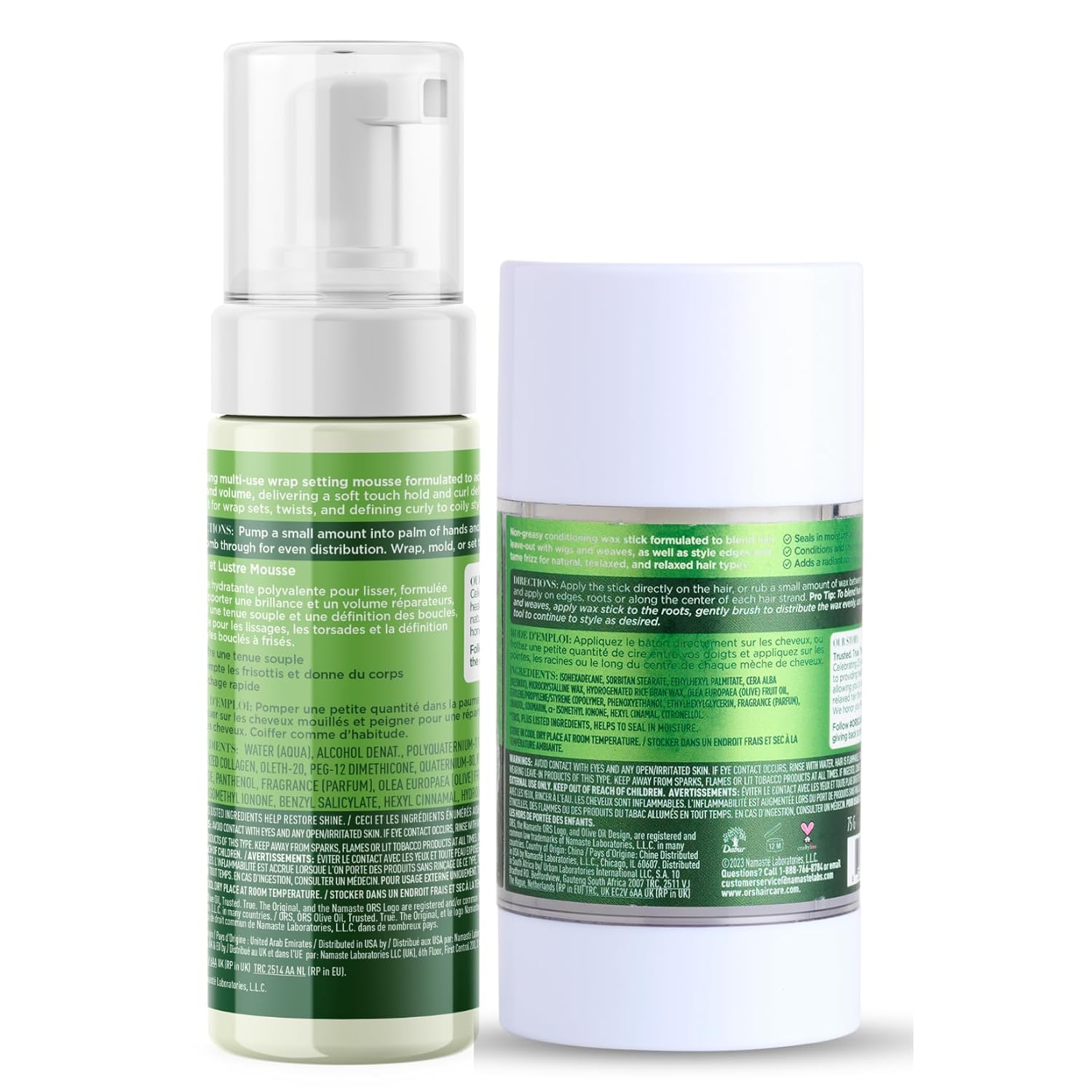 ORS Olive Oil Wrap Set Mousse & Wax Stick Styler 2-Piece Set