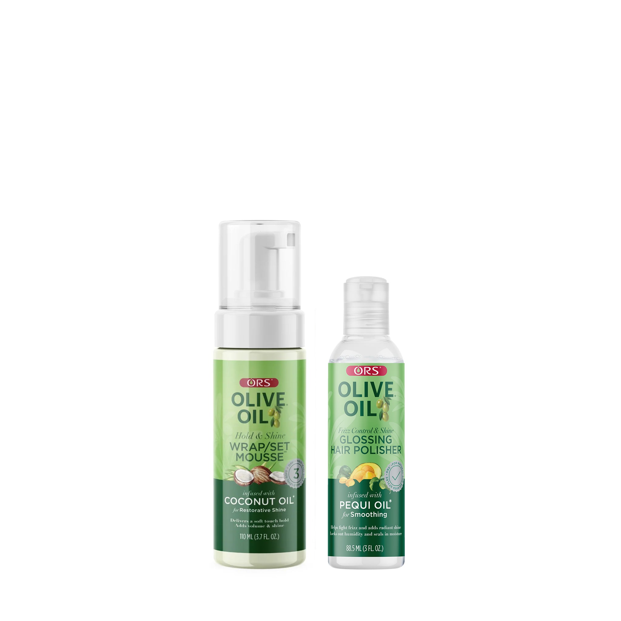 ORS Olive Oil Hair Polisher & Wrap Set Mousse for Smoothing & Restorative Shine 2-Piece Set