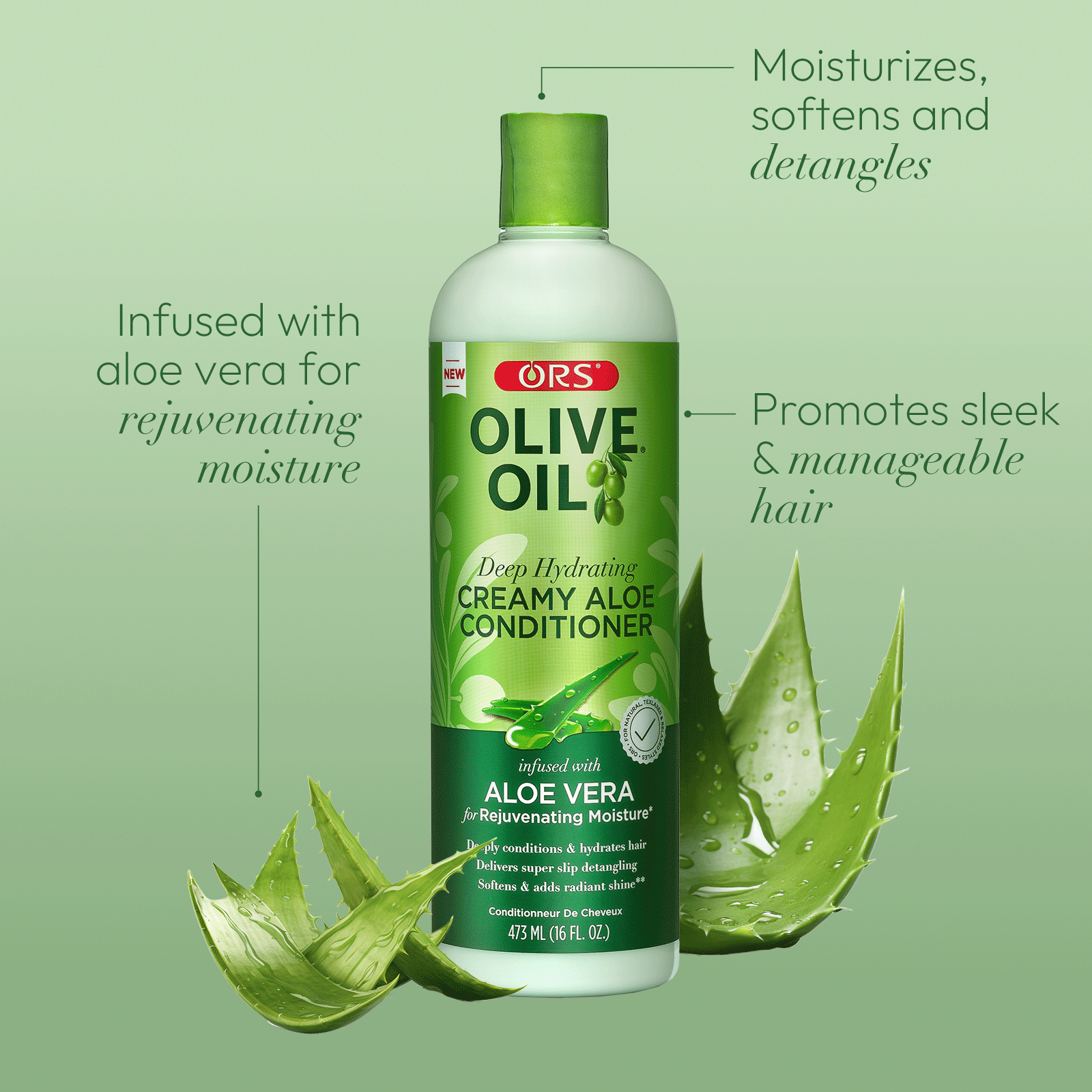 ORS Olive Oil Deep Hydrating Creamy Aloe Conditioner for Rejuvenating Moisture (16.0 oz)