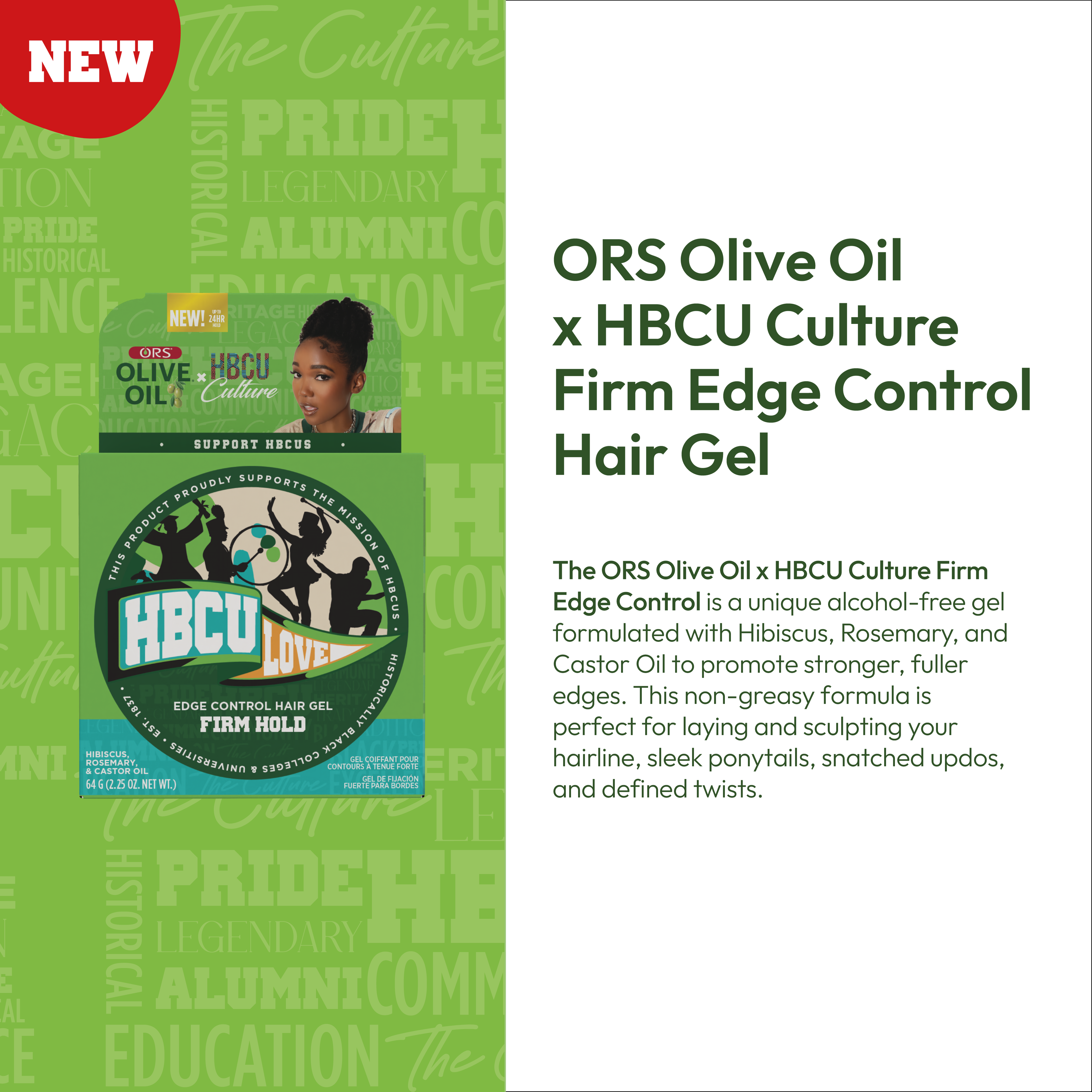 ORS HBCU Olive Oil Edge Control Hair Gel Firm Hold (2.2 oz)