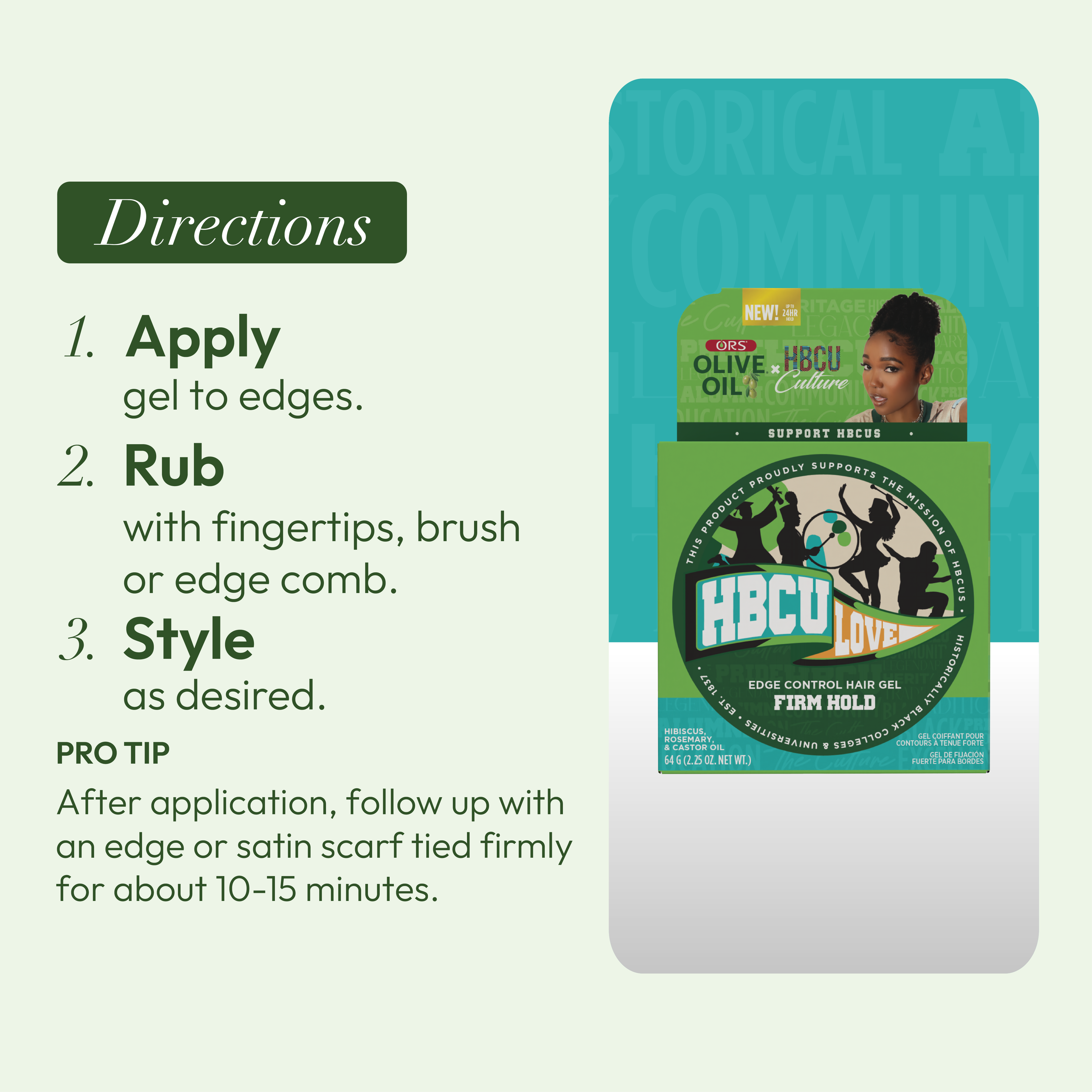 ORS HBCU Olive Oil Edge Control Hair Gel Firm Hold (2.2 oz)