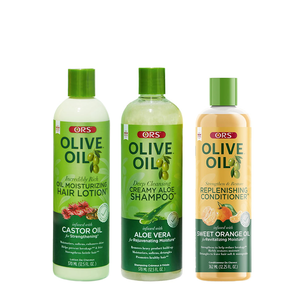 ORS Olive Oil Shampoo, Conditioner & Hair Lotion for Stronger And Healthier Hair 3 Piece Set