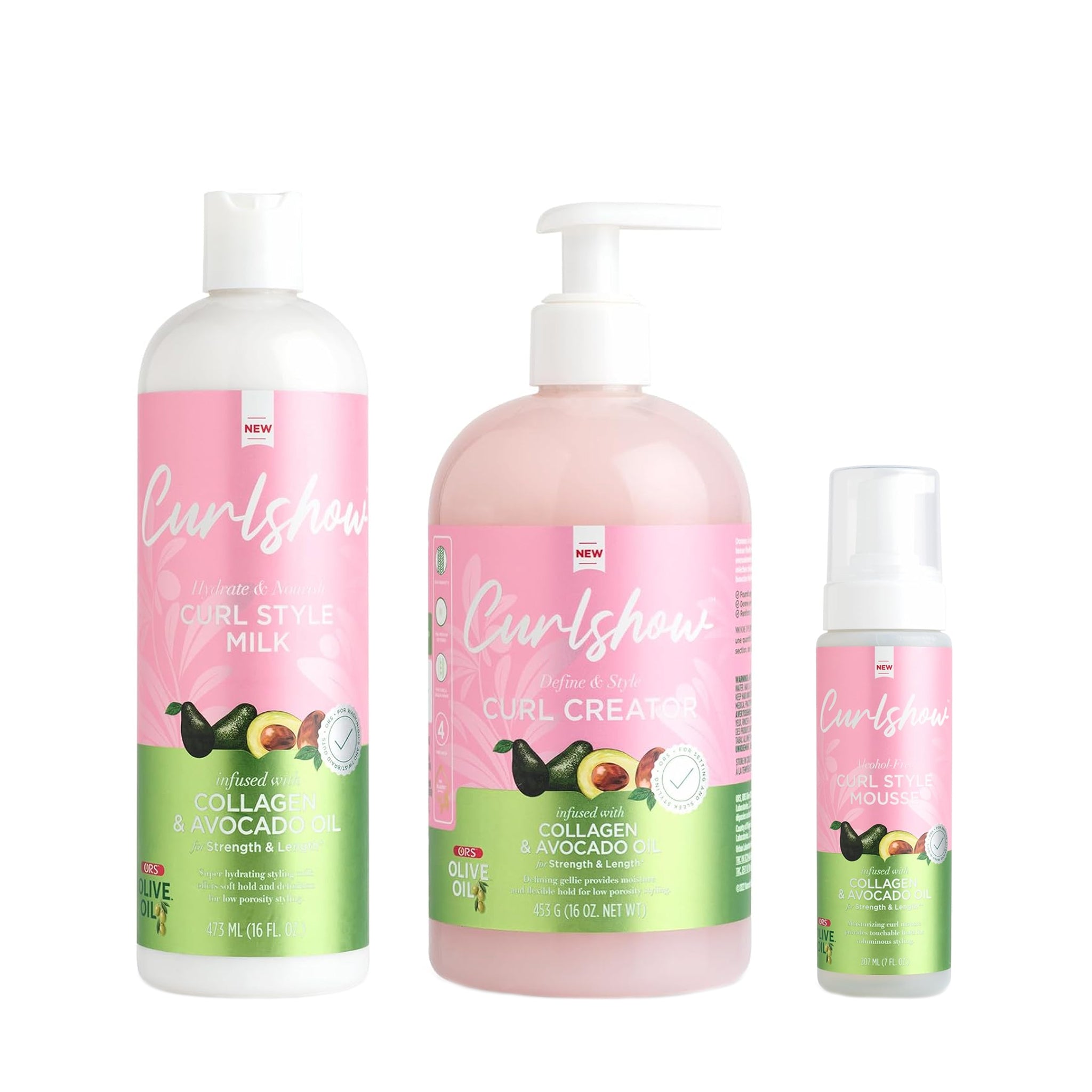 ORS Olive Oil Curlshow Curl Creator, Style Milk & Mousse 3-Piece Set