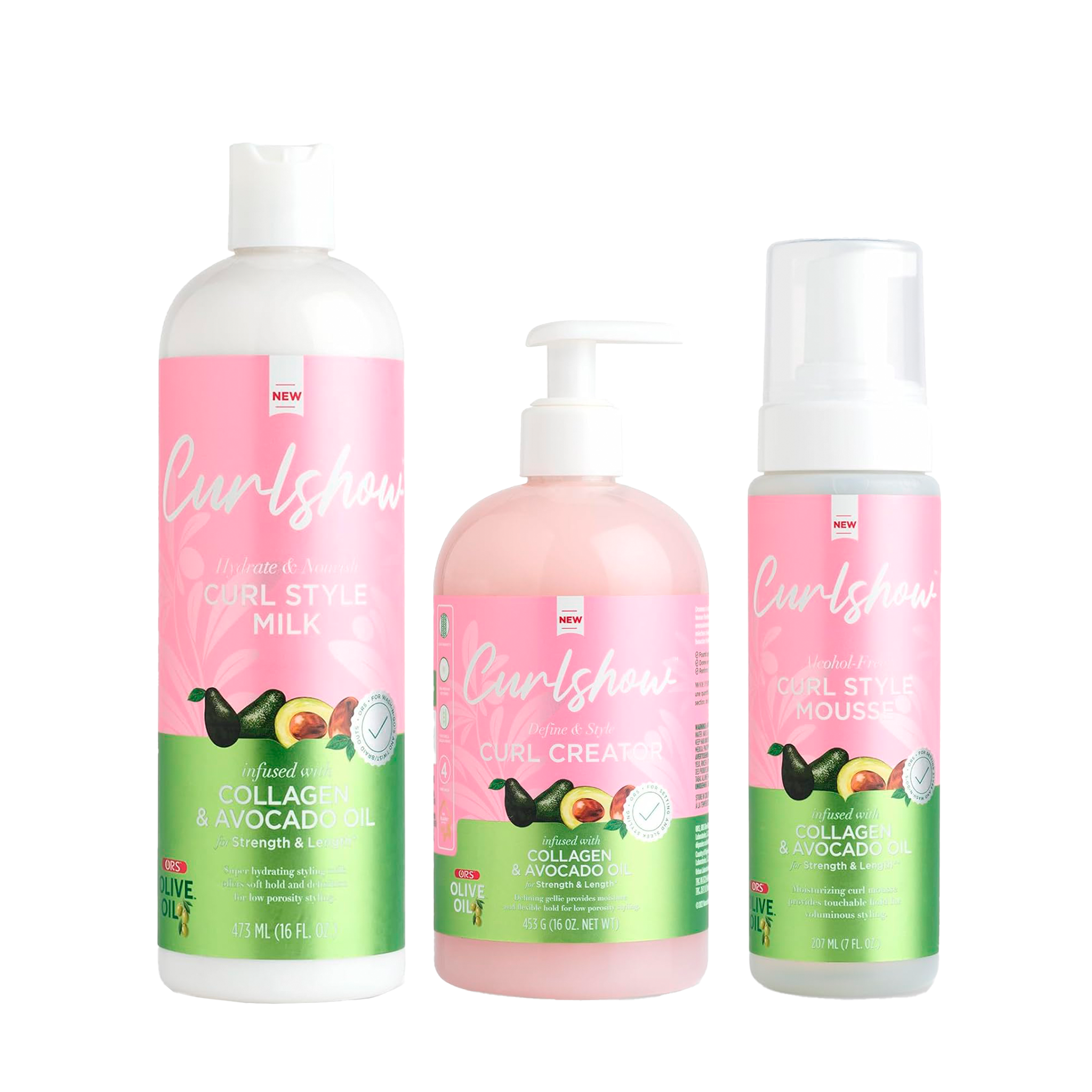 ORS Olive Oil Curlshow Curl Creator, Style Milk & Mousse 3-Piece Set