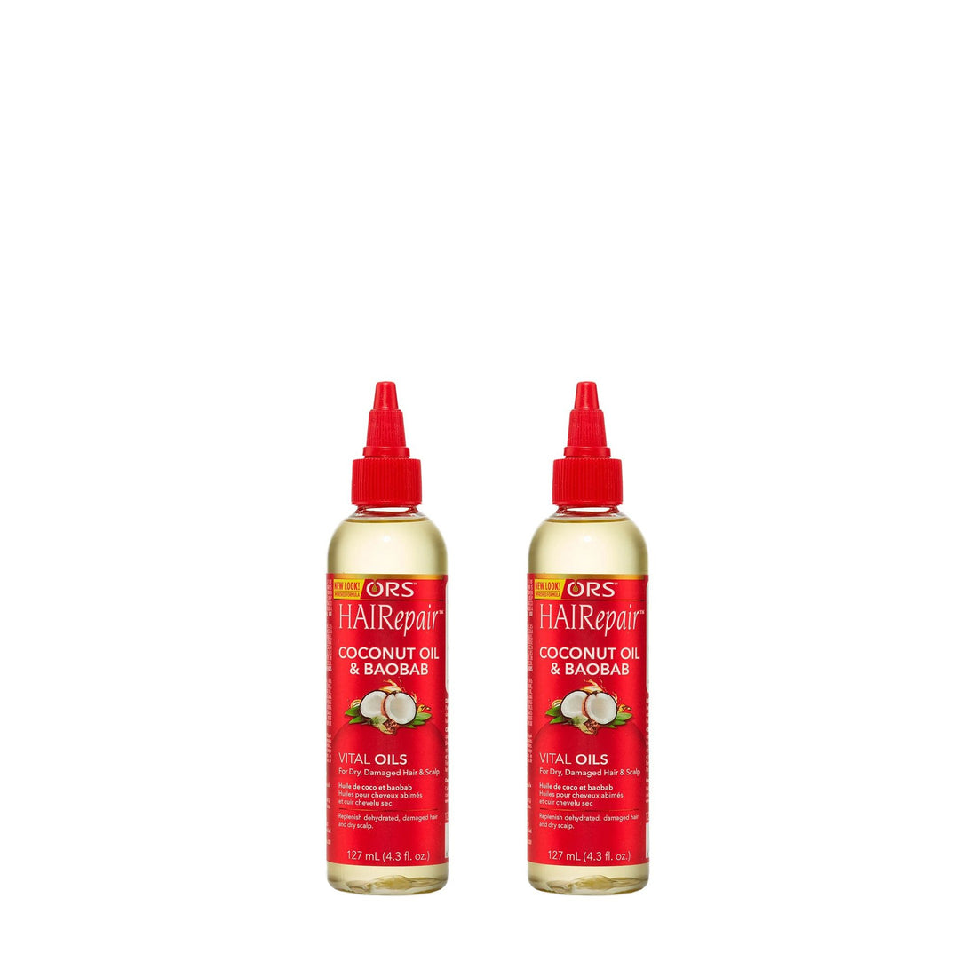 ORS HAIRepair Coconut Oil &amp; Baobab Vital Oils for Dry, Damaged Hair and Scalp (4.3 oz) 2-Pack