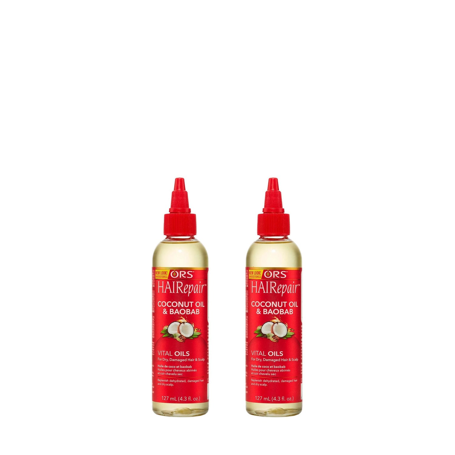 ORS HAIRepair Coconut Oil &amp; Baobab Vital Oils for Dry, Damaged Hair and Scalp (4.3 oz) 2-Pack