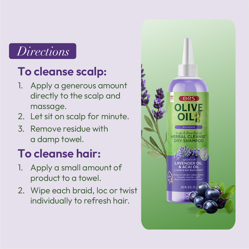 ORS Olive Oil Braidzone Herbal Cleanse Dry Shampoo for Scalp &amp; Hair Nourishment (8.0 oz)