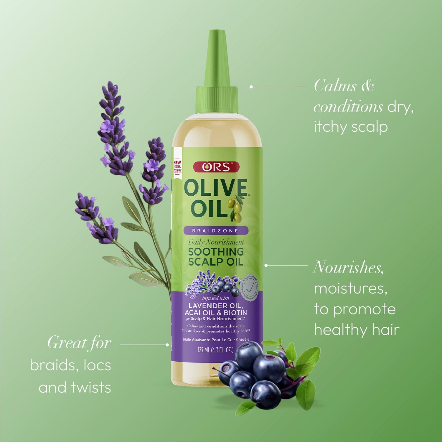 ORS Olive Oil Braidzone Soothing Scalp Oil for Scalp &amp; Nourishment (4.3 oz)
