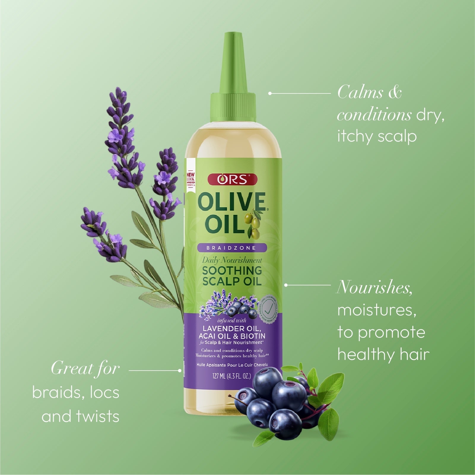 ORS Olive Oil Braidzone Soothing Scalp Oil for Scalp &amp; Nourishment (4.3 oz)