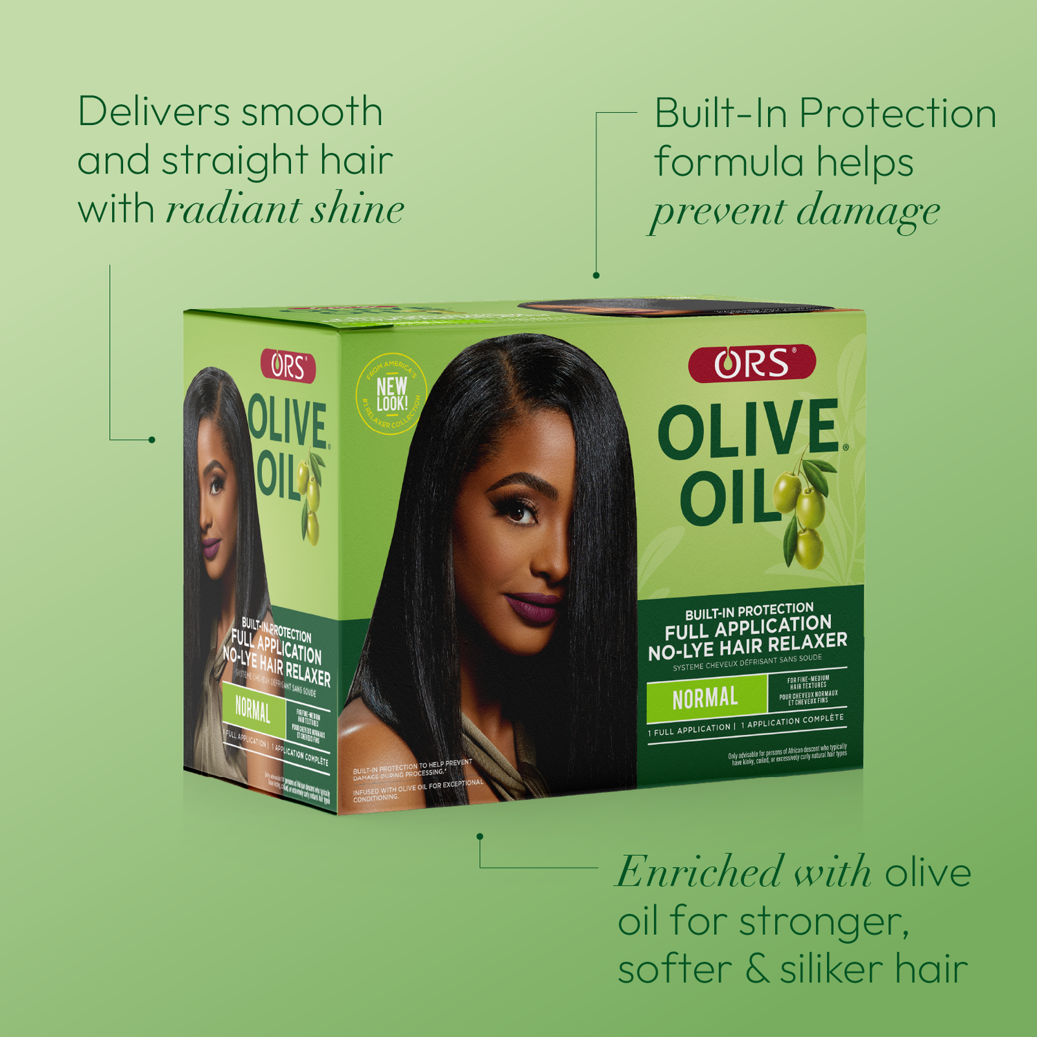 ORS Olive Oil Shampoo, Conditioner &amp; Full Application No-Lyer Relaxer 3-Piece Set