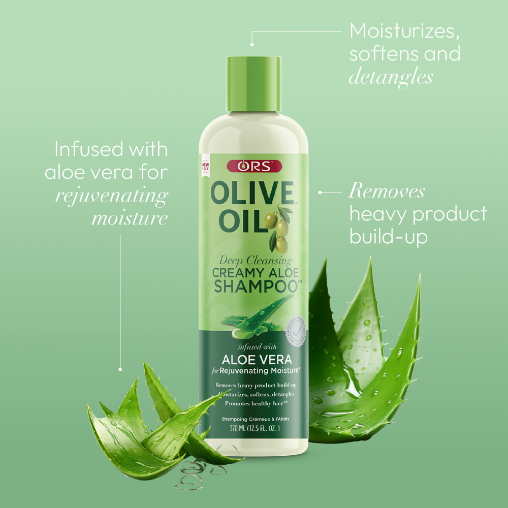 ORS Olive Oil Deep Cleansing Creamy Aloe Shampoo for Rejuvenating Moisture (12.5 oz)