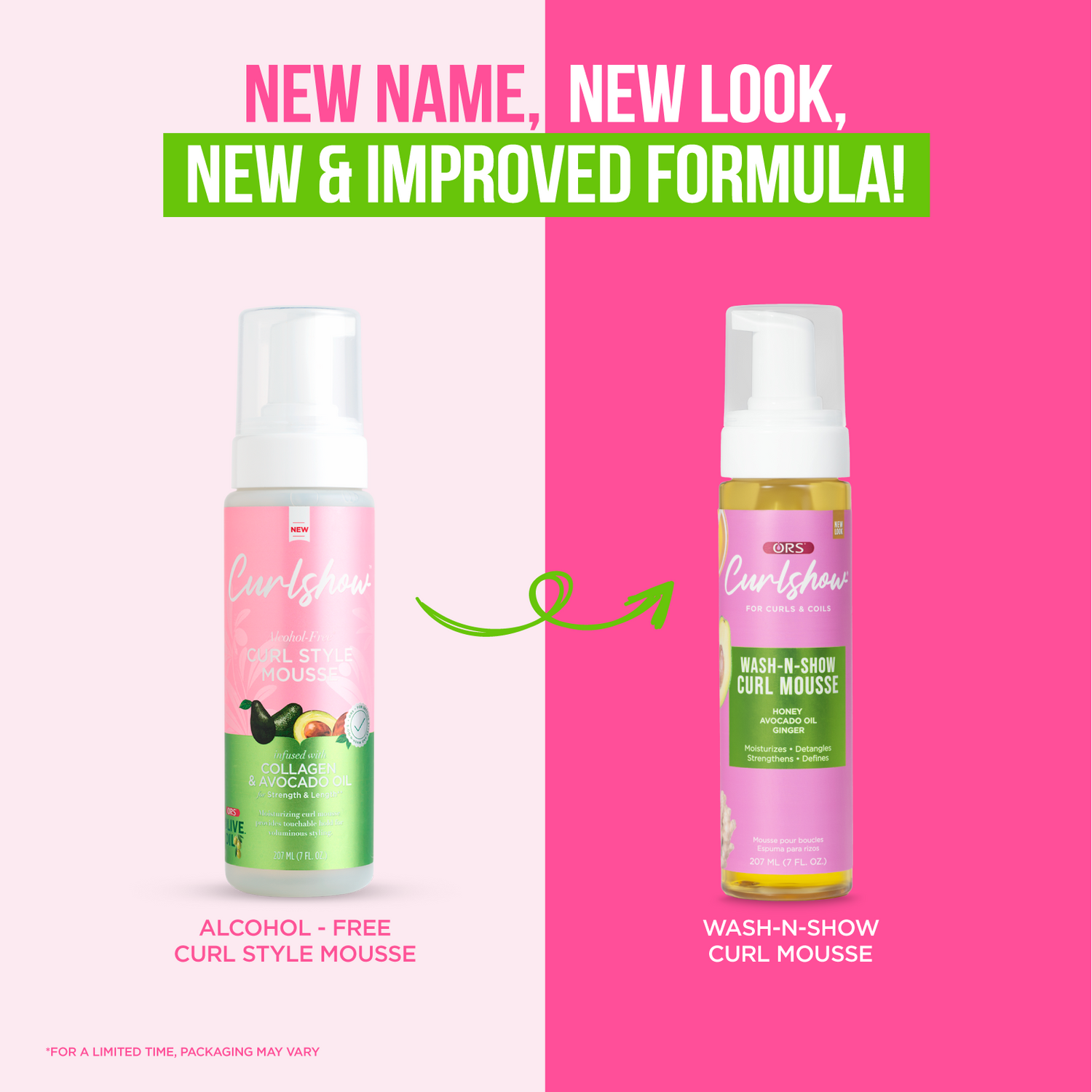 Curlshow Wash-n-Show Curl Mousse with Honey, Avocado Oil &amp; Ginger (7.0 oz)