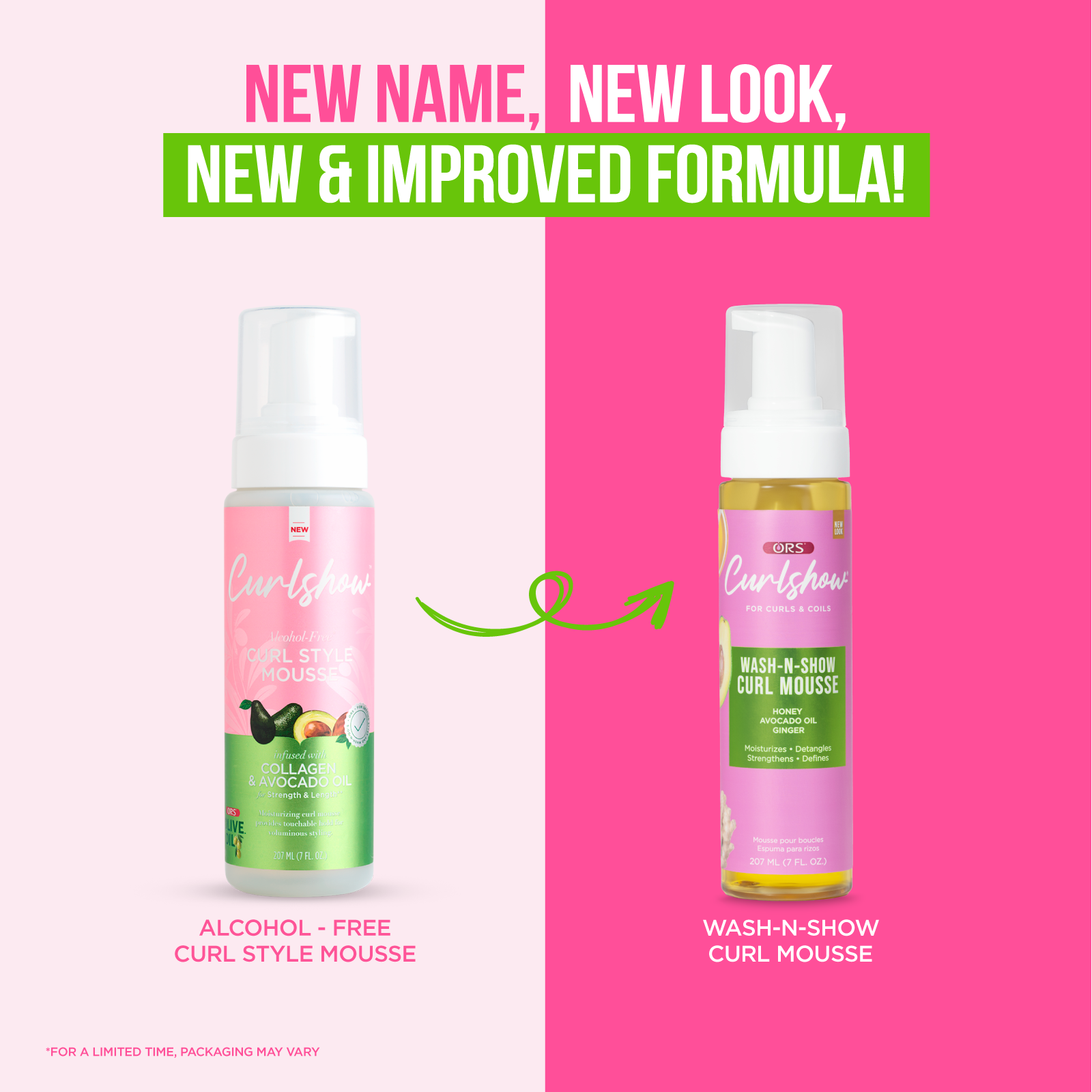 Curlshow Wash-n-Show Curl Mousse with Honey, Avocado Oil &amp; Ginger (7.0 oz)