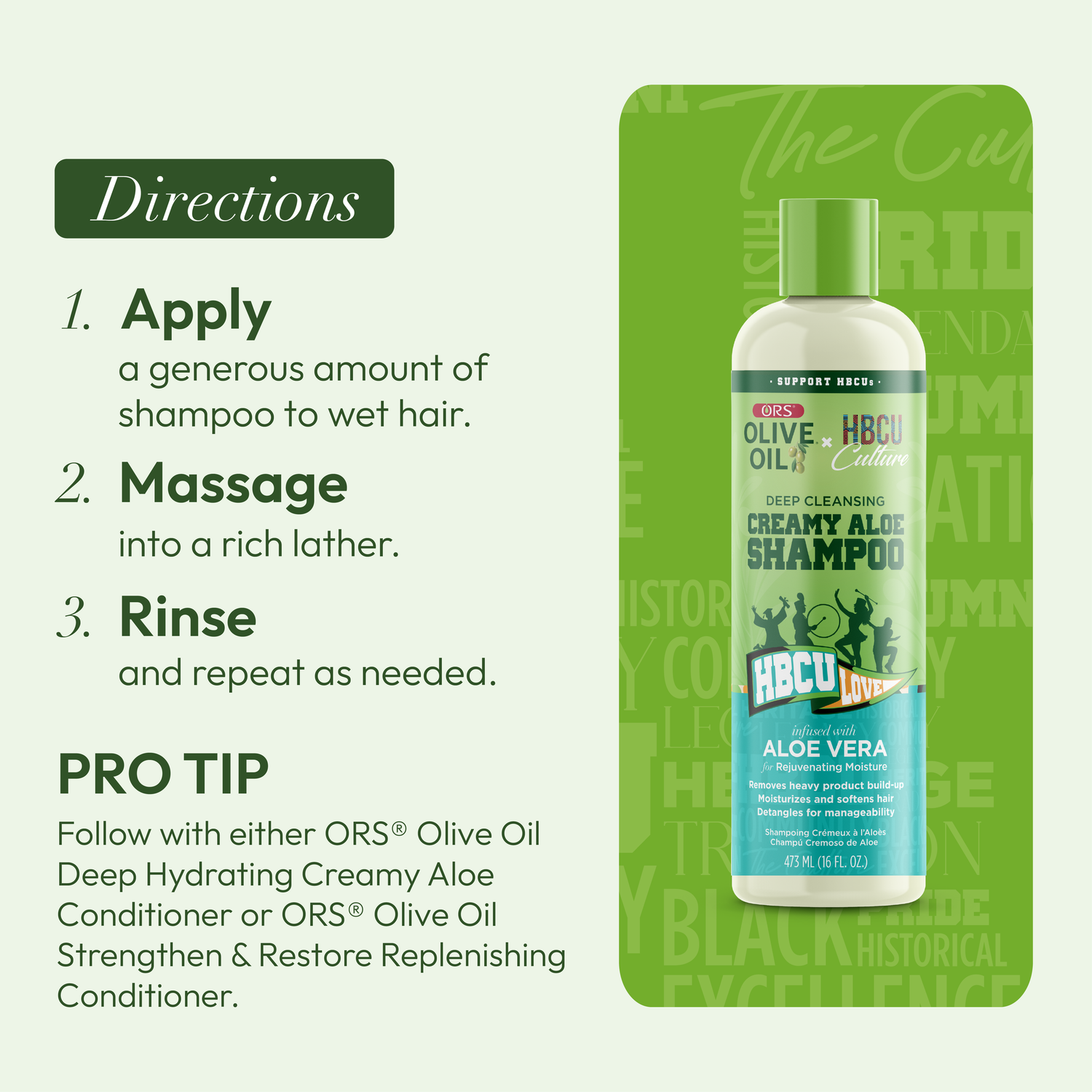 ORS Olive Oil HBCU Deep Cleansing Creamy Aloe Shampoo for Rejuvenating Moisture (16.0 oz)
