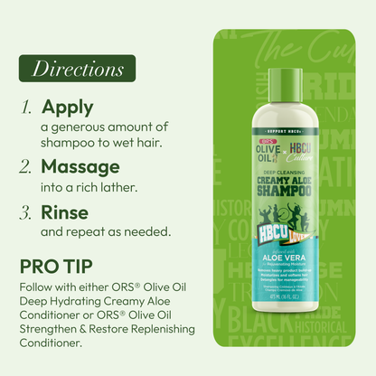 ORS Olive Oil HBCU Deep Cleansing Creamy Aloe Shampoo for Rejuvenating Moisture (16.0 oz)