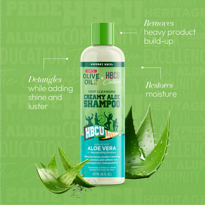 ORS Olive Oil HBCU Deep Cleansing Creamy Aloe Shampoo for Rejuvenating Moisture (16.0 oz)