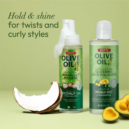 ORS Olive Oil Hair Polisher &amp; Wrap Set Mousse for Smoothing &amp; Restorative Shine 2-Piece Set