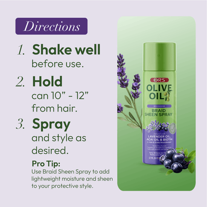 ORS Olive Oil Braidzone Braid Sheen Spray for Hair &amp; Scalp Nourishment (10.0 OZ)