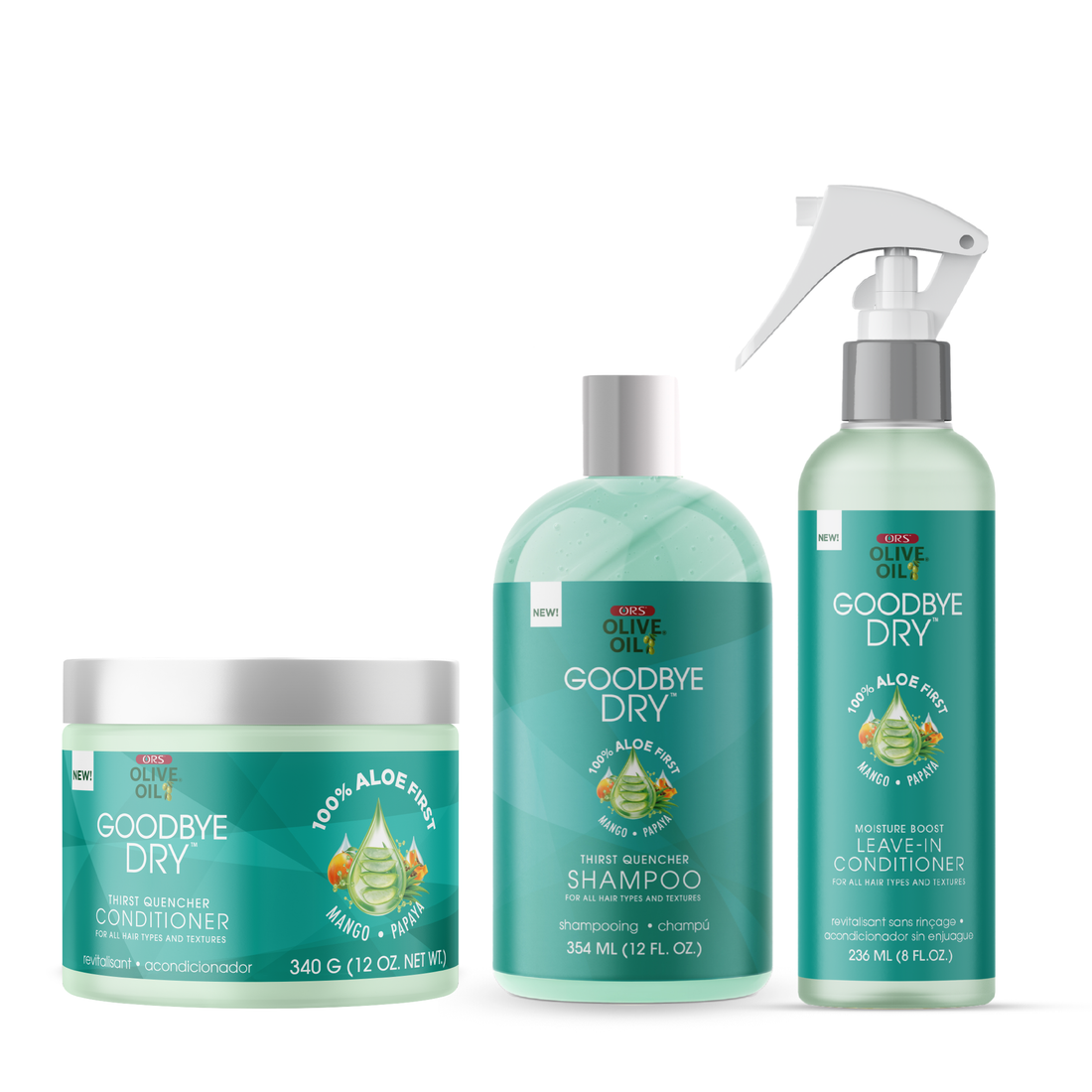 ORS Olive Oil Goodbye Dry Shampoo, Conditioner &amp; Leave-In Conditioner 3-Piece Set
