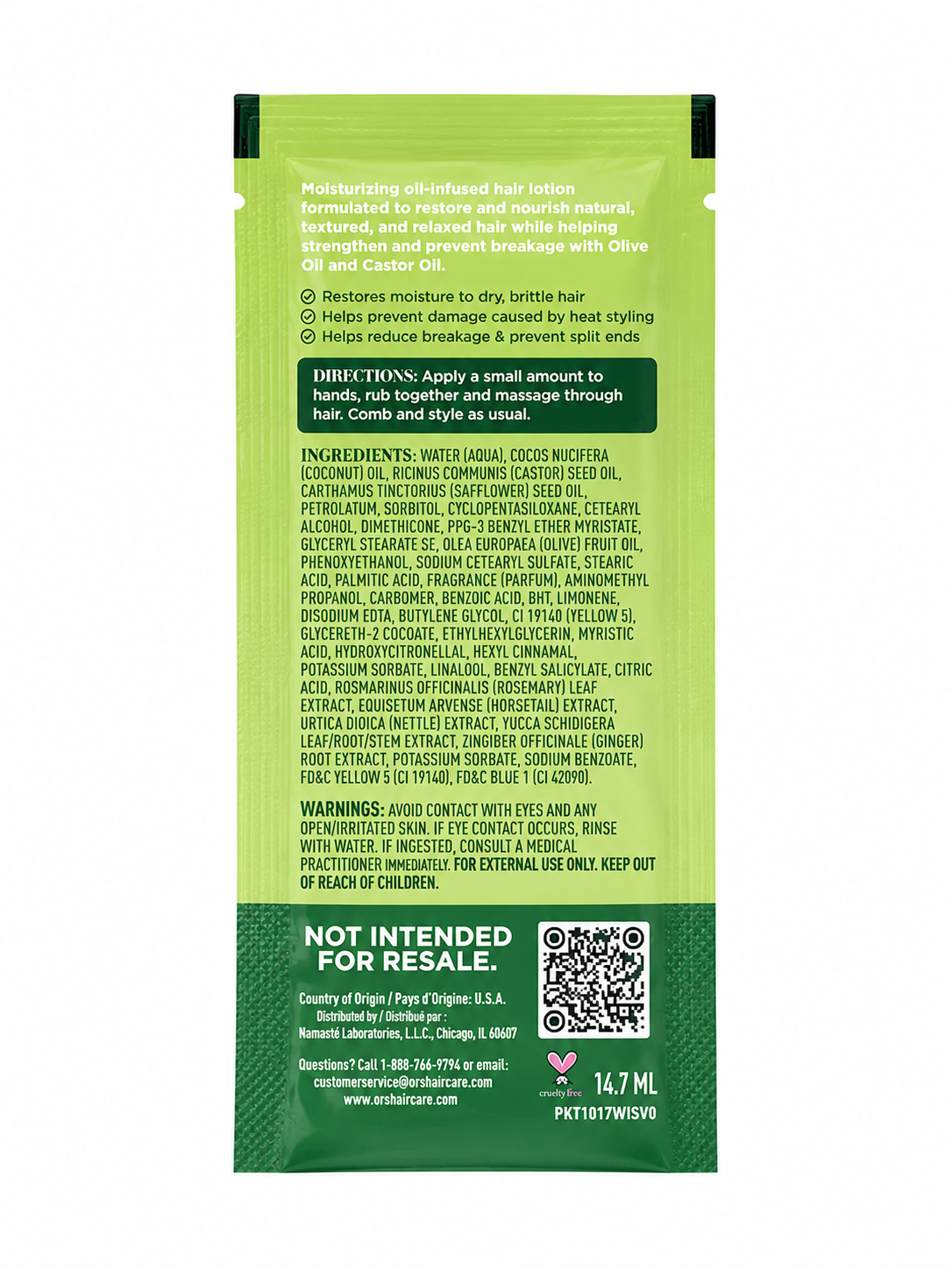 ORS Olive Oil Moisturizing Hair Lotion for Strengthening (0.5 oz) - Sample