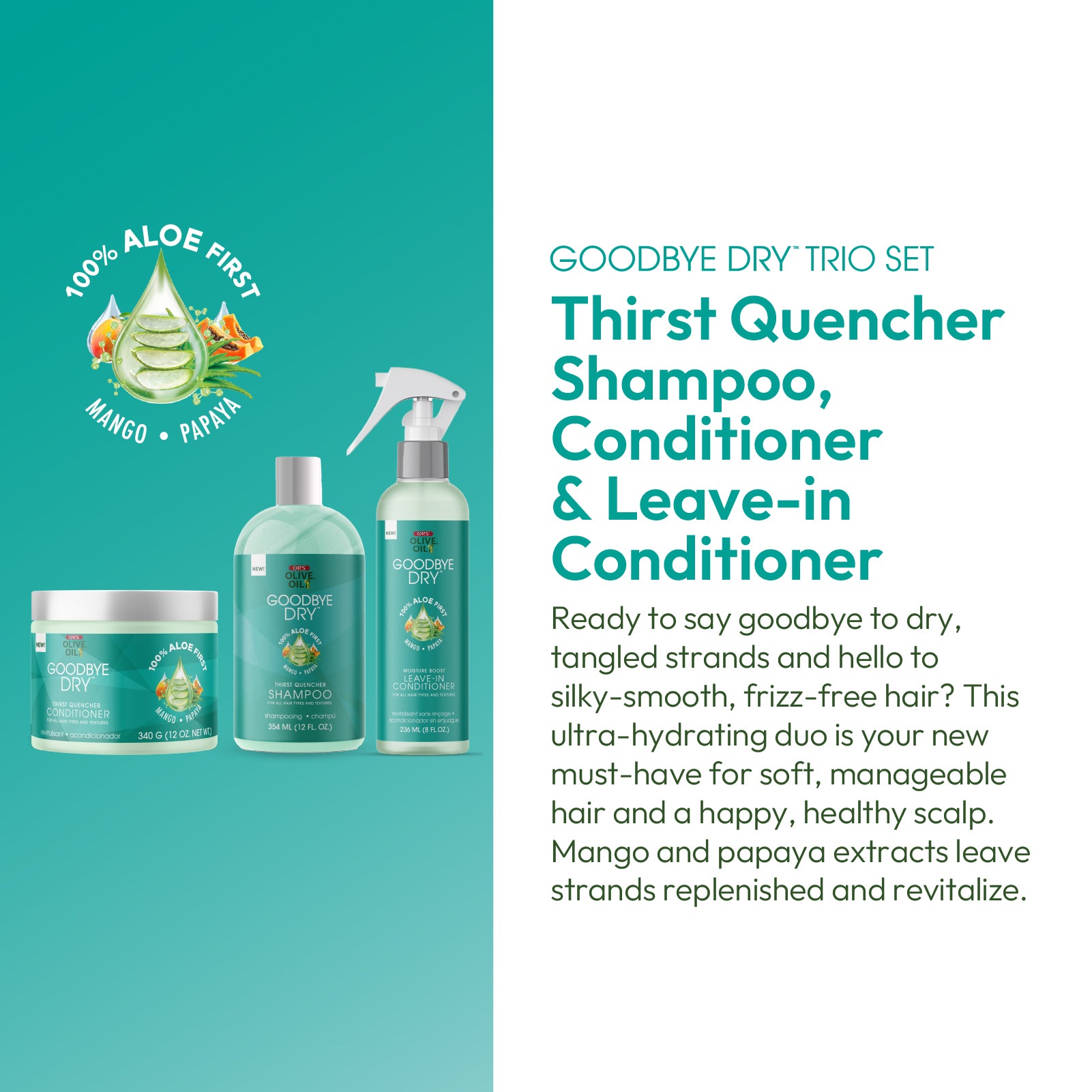 ORS Olive Oil Goodbye Dry Shampoo, Conditioner &amp; Leave-In Conditioner Bundle