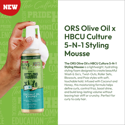 ORS Olive Oil HBCU 5-N-1 Styling Mousse with Coconut Oil &amp; Honey (7.0 oz)