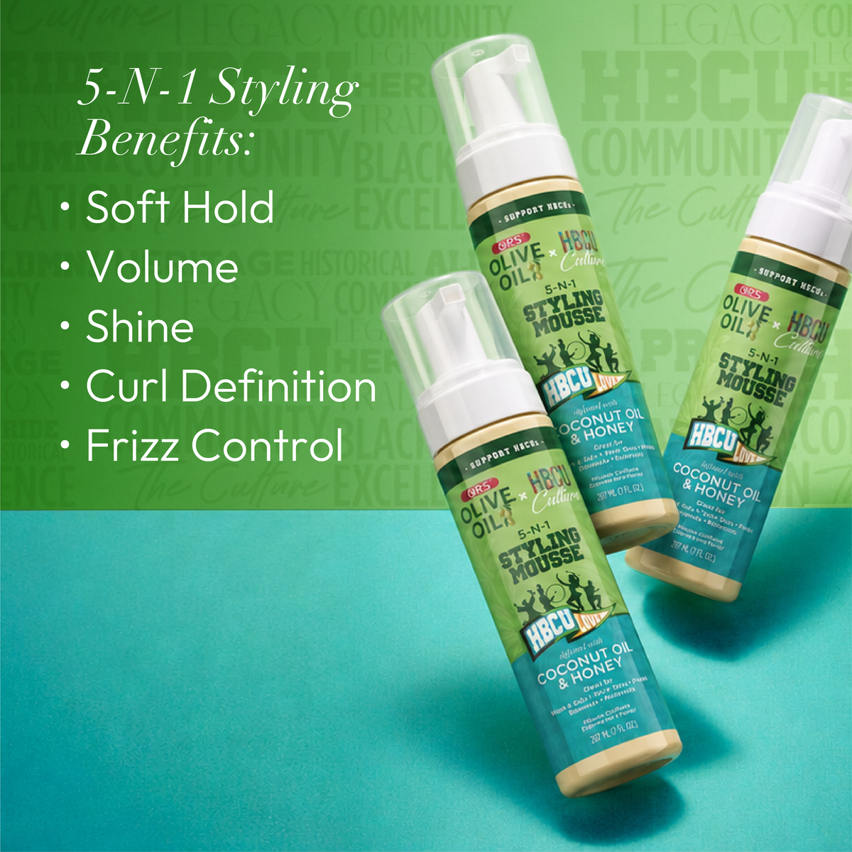 ORS Olive Oil HBCU 5-N-1 Styling Mousse with Coconut Oil &amp; Honey (7.0 oz)