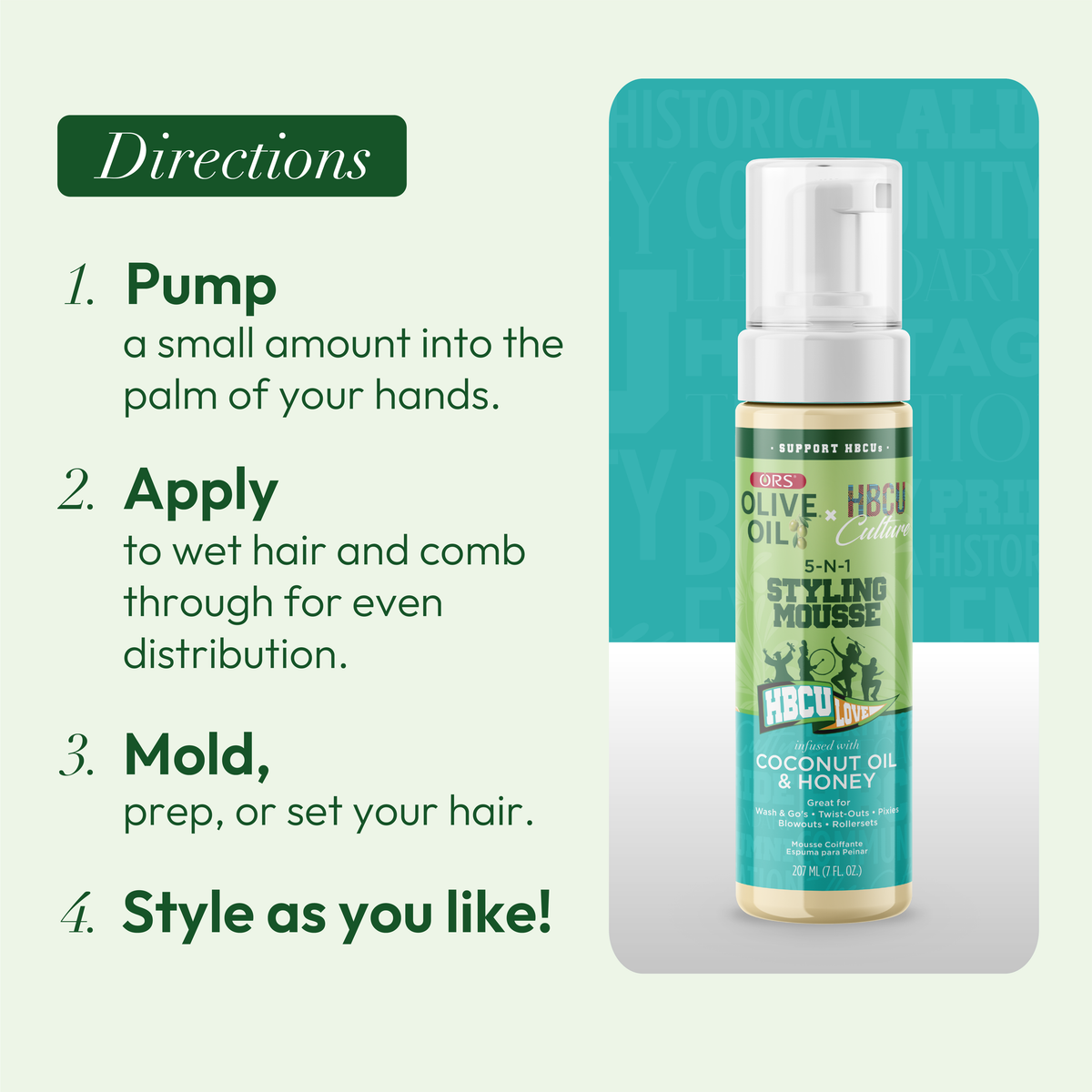 ORS Olive Oil HBCU 5-N-1 Styling Mousse with Coconut Oil &amp; Honey (7.0 oz)