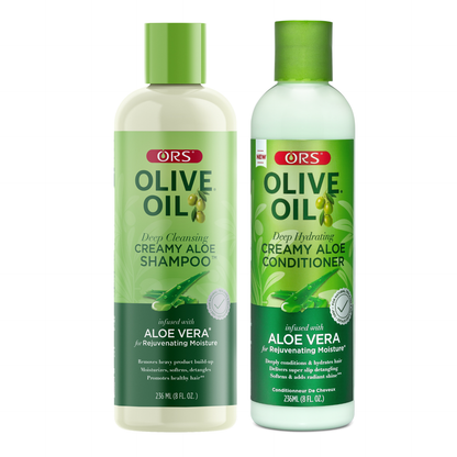ORS Olive Oil Creamy Aloe Shampoo &amp; Conditioner (8.0 oz) Bundle
