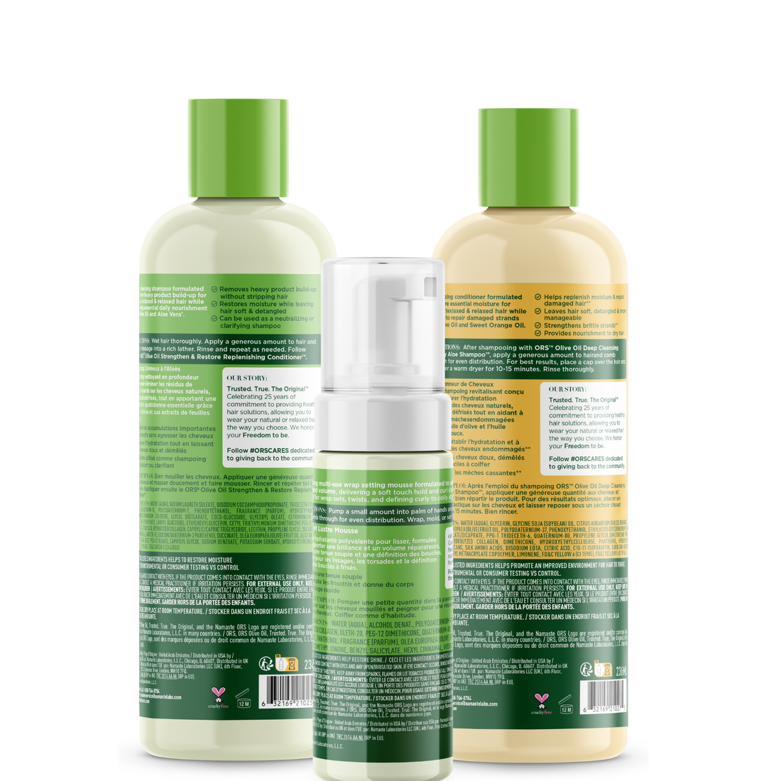 ORS Olive Oil Shampoo, Conditioner &amp; Wrap Set Mousse 3-Piece Set
